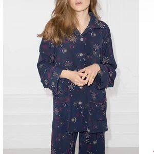 Other Stories Pajama Style Button Down Lounge Set size 4